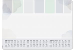 SIGEL H6312 Sous-main en papier, et coins arrondis, calendriers sur 3 ans et semainier, design pastel planner, A2 (59.5 x 41 cm), gris clair/bleu clair/vert clair, 30 feuilles