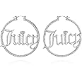 Juicy Couture Goldtone Signature Logo Hoop Earrings For Women, One Size, Metal, glass stone