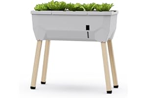 ‎GUSTA GARDEN GUSTA GARDEN Sammy Salad Hochbeet Hellgrau - Hochbeet Balkon & Garten - für Salat Anbau - mit Bewässerungssystem - 15L Wassertank & 40L Erdvolumen