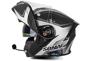 LPXPLP Modular Motorcycle Bluetooth Helmet, Flip Up Motorbike Helmet with Dual Visor Modular Bluetooth Helmet Built-in Dual Speaker Microphone Headset ,ECE Approved Helmets