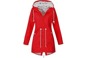 uxxnjfg Chubasquero Mujer Impermeable Gabardina Chaqueta Mujer de Lluvia con Capucha Portable Ligera Moda Cazadora Deportivos Exteriores Abrigo