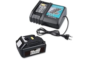 5,0Ah 18V Li-Ion Premium BL1850B Ersatzakku für Makita Akku 18V mit Ladegerät DC18RC 3A mit Ladeanzeige für Makita Akku 14,4V und 18V Werkzeugakku