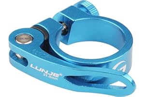 TRIWONDER Bike Seat Post Clamp 28.6mm, 31.8mm, 34.9mm Quick Release Seatpost Tube Clamp for MTB Road Casual Bike (Blue, 34.9mm)