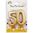 PARTY TIME - #50 Birthday Cake Number Candles Happy Birthday Cake Candles Topper Decoration for Birthday Wedding Anniversary Celebration Favor (Gold)