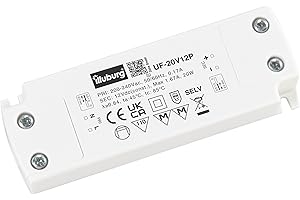 illuburg Transformateur LED 12V 20W Ultra Fin Plat Sans Scintillement pour GU4 GU5,3 Bandes LED Montage Dissimulé Bloc d'Alimentation Driver Power Supply