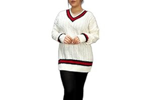LUXE DIVA Womens New Long Sleeves Ladies Cable Knitted V Neck Stretch Cricket Sweater Jumper