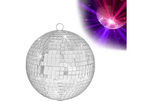 QINERSAW Sfera Specchiata 15 * 15CM Palla a Specchio da Discoteca Sfera Specchi per Creare Effetti di Luce per Anni 60 70 80 Festa a Tema e Discoteca (Argento)