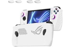 NUCNOK Coque pour ASUS ROG Ally,Coque Protection ROG Ally Console Accessoires,Housse Protection en Silicone Souple Étui avec Poignées Couvre Pouce Absorption des Chocs et Antirayures Anti-Chute,Blanc