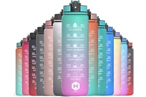 HOMEEX 1 Litre Motivational Fitness Sport Water Bottles with Straw & Time Maker, BPA-free Plastic Drink Bottle 1l Design for Girls, Boy Running,cycling (Spout 1000ml Mermaid)