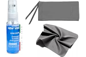 NEW VISION Pulisci Occhiali da Vista, Pulizia Occhiali da Vista Kit, Panno Pulizia Occhiali, per La Pulizia di Lenti, Occhiali, Schermi, Antiappannante, Antistatico, 25mL