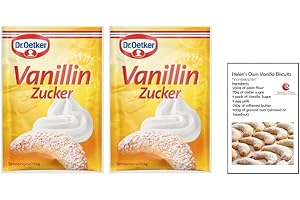 HELEN'S OWN INTERNATIONAL 20x Genuine GERMAN VANILLA SUGAR Sachets by Dr Oetker – includes Helen’s Own Recipe Booklet for Vanilla Biscuits – 20x 8g Sachets of VANILLA SUGAR – total of 160 grams