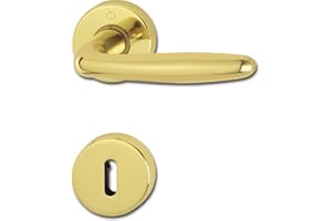 Hoppe Maniglia Roissy su rosetta rotonda, Ottone lucido, 3066785