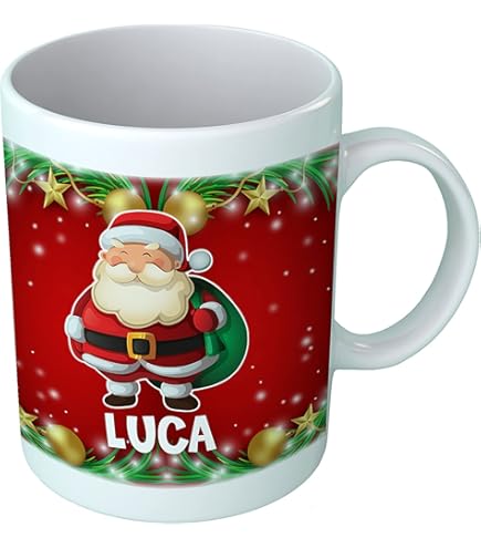 Tazza regalo di Natale personalizzata con gallina natalizia nome