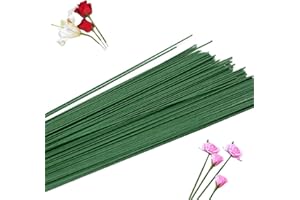 DIFLAX 100 Pièces Fil de Fleurs, Fil de Fleurs, Vert clair, argent, vert foncé, Wires Floral Flowers, Fil de Fer Fleur, Artificielle, Emballage Tige Fleur, Stem Wire Florist Wire 0,45 mm * 40cm(Vert Foncé)