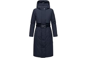 Navahoo Damski płaszcz zimowy, ciepła, wodoodporna parka z (zdejmowanym) kapturem i paskiem w talii, Waldbummler 14 XS-3XL