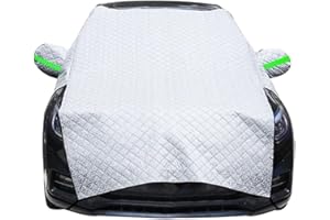 JUTTAUTO Car Frost Windscreen Cover for Winter, Large Half Car Screen Cover Sun UV Ice snow Protector Car Front Windshield Sunshade Cover with Hooks and Mirror Reflective Stripes for Cars SUVs