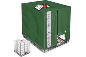 Drado IBC Tank Abdeckung 1000L mit Sichtfenster, IBC Container Cover mit Reißverschluss, UV-anit Abdeckplane für Regenwassertank 1000l, 420D Grün Schutzhülle Schutzplane (120 * 100 * 116CM)