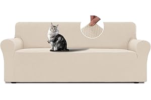 BellaHills Funda Sofa 3 Plazas, Fundas Ajustables,Fundas Sofa Elasticas,con Reposabrazos,Protector Sofa Gatos Arañazo y Perros Mascotas,Natural