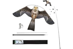 Flyonte Bird Control Telescopic Bird Scarer Style B Kite with 4m Extendable Pole Bird Repeller Kite for Garden Backyard Lawn Farm and Field