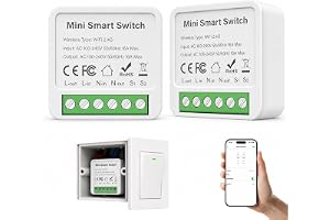 Strömbrytare 2 x 2 pol smart strömbrytare kompatibel med Alexa Echo, Google Home, Smart Life och Tuya, lämplig för bakre vägg