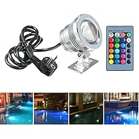 Lixada AC85-265V 10W RGB LED Unterwasserlicht Tauchlampe mit Fernbedienung 16 Farben 4 Lichteffekte IP68 Wasserdicht…