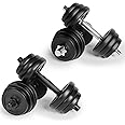 Physionics® Set di Manubri - 30/40kg, Dischi Rivestiti in Plastica, 2 Barre di Acciaio Ø 25 mm, 4 Fermadischi - Dumbbell, Pes