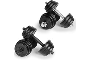 Physionics® Set di Manubri - 30/40kg, Dischi Rivestiti in Plastica, 2 Barre di Acciaio Ø 25 mm, 4 Fermadischi - Dumbbell, Pesi Fitness, Palestra, Body Building