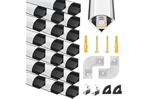 ‎CHESBUNG 20Pcs LED Aluminium Profil Schwarz V Form , 6 Pack Kanal Schwarz Profil Eckprofil mit Milchiger Weißer Abdeckung, Endkappen, Montage Clips und 45 Grad Eckverbindern für LED Streifen Schiene Diffusor