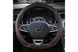 ZHONGYISHANGMAO123 Funda Volante Coche Protector Cuero Para Volante Coche Para Renault Para Scenic Para Clio Para Laguna 2 3 4 5 Para Kangoo Para Fluence Para Megane Funda Volante (Color : D shape red)
