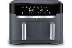 Moulinex Dual Easy Fry XXL, air fryer 2 tiroirs, jusqu'à 10personnes, 7programmes prédéfinis, EZ942BF0, Gris Foncé