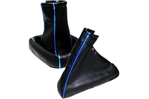 AERZETIX - Satz schaltsack + handbremssack - Kunstleder - Farbe Schwarze/blau - für Auto