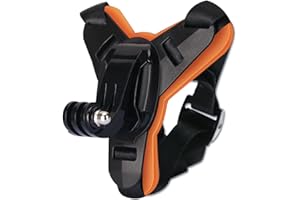 RUMGUG Supporto per Casco Moto Mento Compatibile con GoPro, Supportoda Casco Moto Mentoniera Mento Supporto Cinghia Anteriore Compatibile con Hero 12/11/10/9/8/7/6 DJI Action Insta360 Action Camera (Arancia)