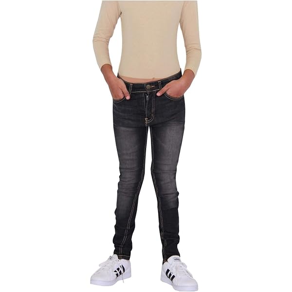 Jeans Strappati Elasticizzati Per Bambine E Ragazze – Moda Jeggings Skinny Con Tasche, Colore Nero, Taglia 11-12 Anni