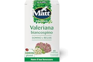 Matt, Valeriana Biancospino Sonno e Relax, Integratore Alimentare Utile per Favorire il Rilassamento e il Sonno, Migliora la Qualità del Sonno, Confezione con 40 Compresse, 28 g