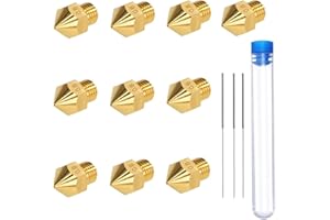 FEMBW 10 PCS 0.6MM MK8 3D Printer Brass Extruder Nozzles with 3 Cleaning Needles and Metal Storage Box for Creality Ender 3 Ender 3 pro Ender 5 CR-10 MK8 Makerbot Anet A8 Anet A6