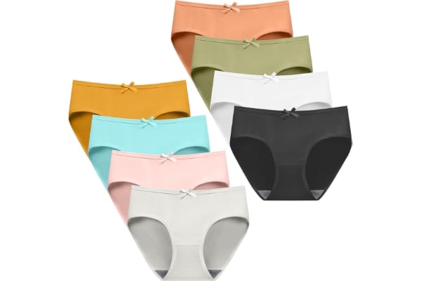 AYBUY Trosor Tonårsflickor, 8-pack underkläder underkläder bomull trosor enfärgade tjejer, mjuka medelhög midja trosor stretch underkläder med 8–18 år