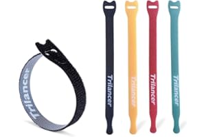 Kabelbinder mit Klett, 20CM 50 Stück Trilancer Wiederverwendbare Klettkabelbinder Kabelklett (Bunt)