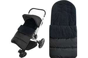 ENMAYODE Footmuff, Universal Baby Stroller Footmuff with Two Way Zip Waterproof & Windproof Pram Footmuff Sleeping Bag Buggy Footmuff Warm Crystal Velvet Lined Footmuff for Most Pushchairs Strollers (Black)