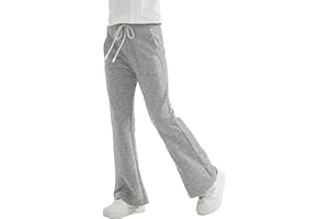 Rolanko Ragazze Jersey Pull Up Pantaloni, Bootcut Elastico in Vita Scuola Uniforme Pianura Svasata Pantaloni da Tuta