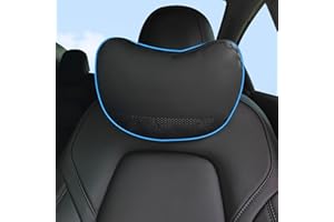 TOPABYTE Almohada para Reposacabezas de Coche con Cuero Napa Cojín de Soporte para el Cuello Suave para Conducir, Hogar, Oficina, se Adapta a Todos LOS VEHÍCULOS, 1 Paquete, Negro