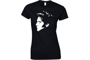 FOOLSGOLDTSHIRTS Elvis Rock Music Womens T Shirt (Large) Black