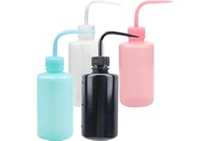 Yuqilin 4 Piezas Botellas de Lavado de Laboratorio, 250 ML Apretar La Botella de Lavado, con Apertura Estrecha y Boquilla Curvada, Squeeze Wash Bottle, Regadera Prueba Fugas (4 Colores)