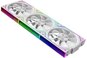 Jungle Leopard Interstellar-V2RS Daisy Chain RGB PC Ventola 120MM 3er Pack,1850RPM/68CFM/2.4mmH2O,5V3PIN ARGB und 12V4PIN PWM Ventola (Bianco)