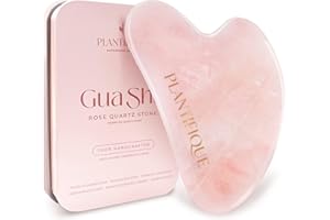 PLANTIFIQUE Gua Sha Quarzo Rosa 100% Autentica Massaggiatore Viso in Quarzo Rosa Pietra Naturale per Pelle Guasha Viso Pietra Originale Massaggio Viso Anti-età con Pietra Gua Sha Viso Certificata