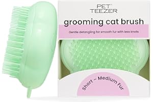 Tangle Teezer Pet Teezer Cat Brush - Animali Domestici Spazzola Gatto e Gattini - pettine cattura togli peli gatti - a doppio livello per pelo corto e medio - Dona morbidezza e lucentezza - Verde
