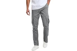 Aulemen Pantalon Homme Cargo Taille élastique Cordon de Serrage Pantalon de Jogging Homme de Loisirs avec Poches