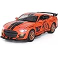 NIYANETAIL Alloy Metal Pull Back Diecast Car Scale Model with Openable Doors, Lights, and Music and Party Decoration Toy for Girls and Boys (1/32 Mustang GT500 Viper Multi)