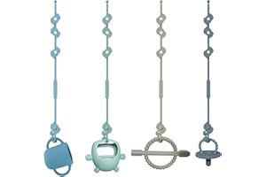 CLDY Baby Spielzeug Schnullerkette Silikon Cup Catcher, BPA-frei Sicherheitsgurte für Spielzeug, Trinkbecher Halteriemen für Kinderwagen Hochstuhl Autositz, Babytrage/Autositz 4 Stück