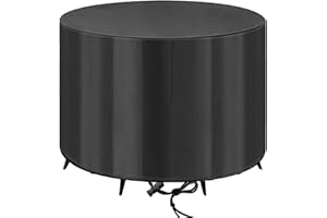 LXZHPA Garden Furniture Cover, Round Outdoor Patio Furniture Cover, Waterproof, Windproof, Anti-UV Heavy Duty 420D Oxford Fabric Garden Table Cover Outdoor Table Cove-80x70cm