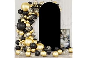 BOVLLEETD 1,8x0,8m Arco Copertura dello sfondo,Nero Spandex Coscia superiore matrimonio Copertina arco 2-faccia arco Copertina sfondo Per compleanno matrimonio parte decorazione (cornice non Incluso)